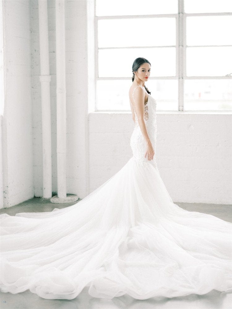 Lace Tulle - Mermaid Wedding Dress With Detachable Skirt Long Train, W –  Jinza Bridal